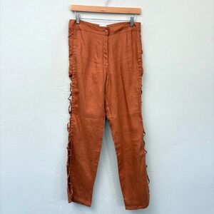Tach Clothing Linen Pants Women Size Medium Light Brown Runs Small